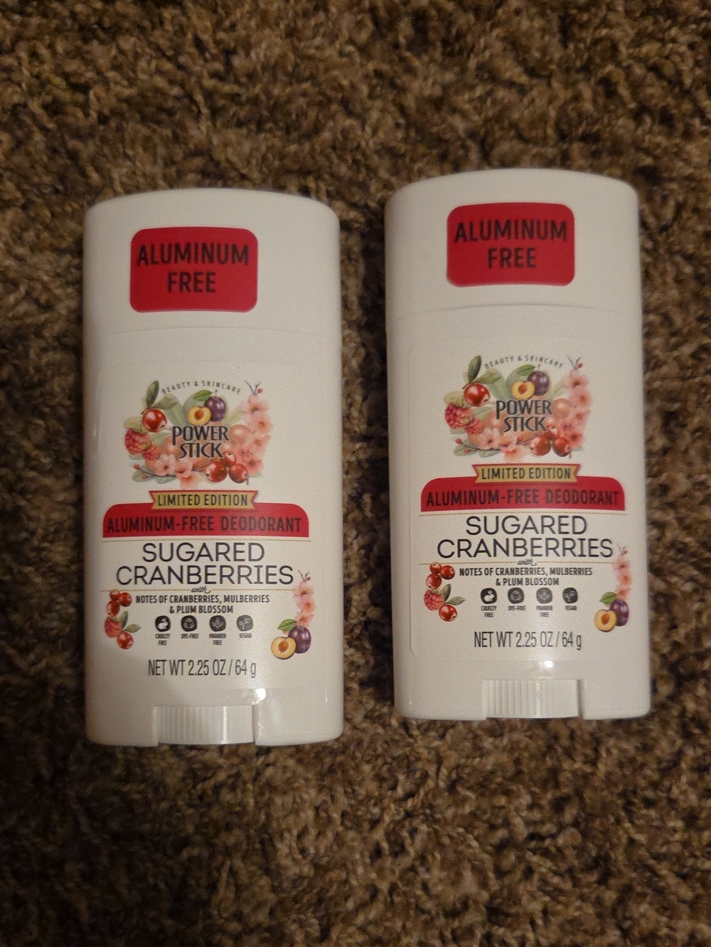 2 Power Stick Sugared Cranberries Aluminum-Free Deodorants